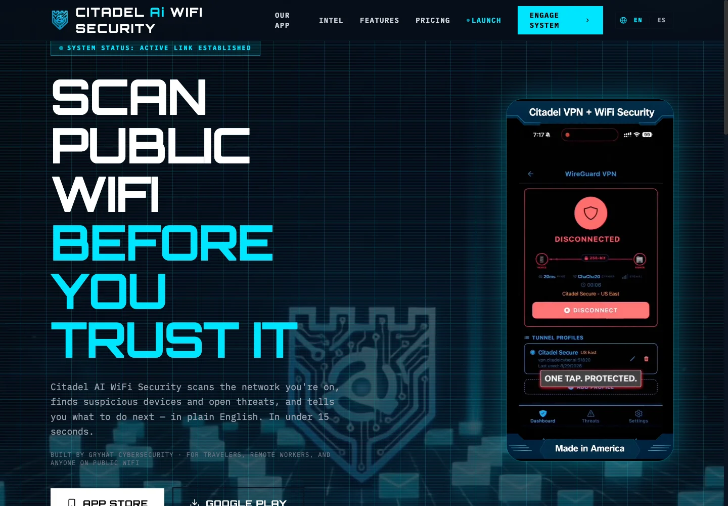 Citadel WiFi security and VPN website