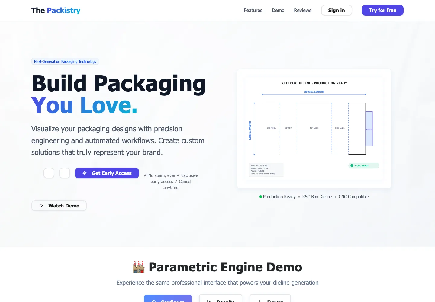 The Packistry website preview
